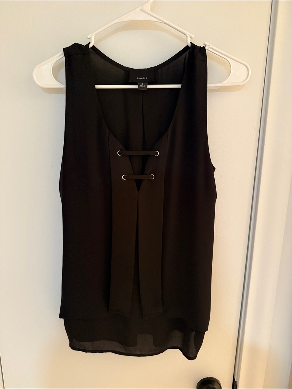 Lumiere Black Lace-Up Sleeveless Tank